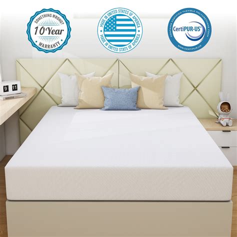 King Mattress, 8 inch Gel Memory Foam Mattress, Medium Firmness, White ...