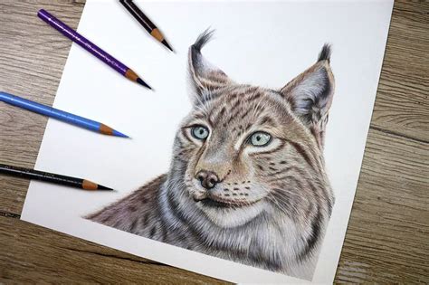 Lynx Original Colour Pencil Illustration – Lisa Galley Art