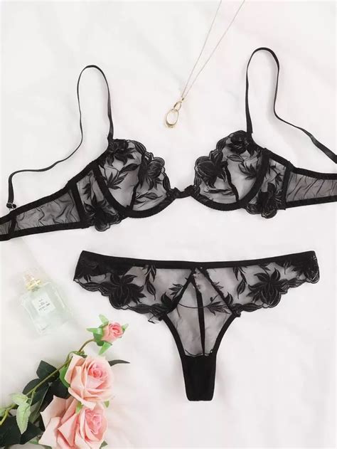 Floral Embroidery Mesh Underwire Lingerie Set Artofit