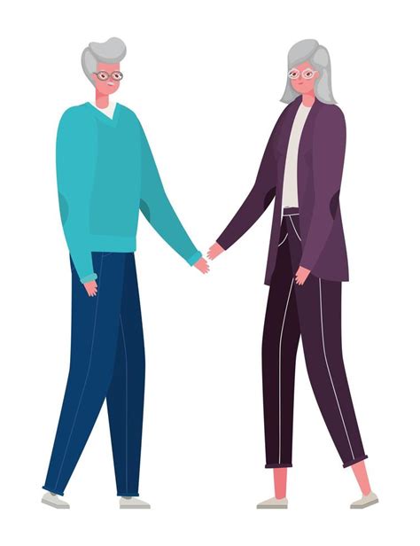 Senior Woman And Man Cartoons Vector Design 4105046 Vector Art At Vecteezy