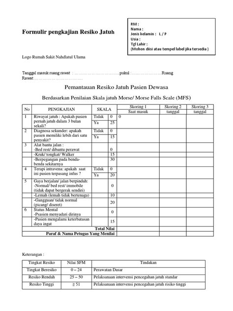 Formulir Pengkajian Resiko Jatuh Pdf