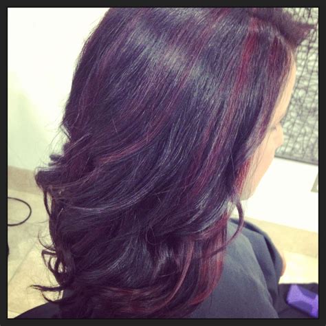 Dark Purple Red Hair With Highlights