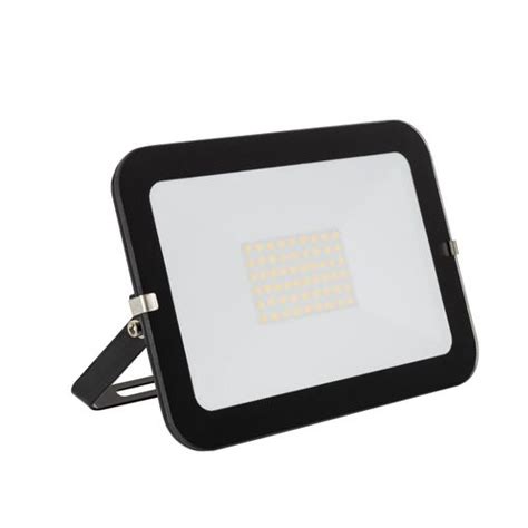 Foco Proyector Led 50w 120lm w Ip65 Slim Cristal Negro Blanco Cálido