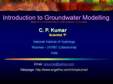 PPT Introduction To Groundwater Modelling PowerPoint Presentation