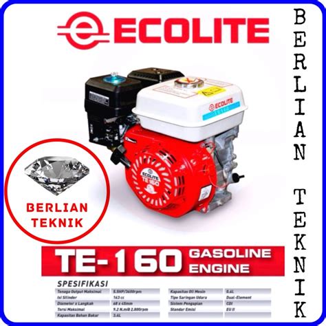 Jual Mesin Penggerak Bensin Engine Gasoline Ecolite Te Hp