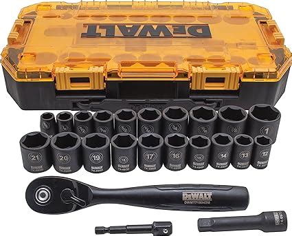 DEWALT Impact Socket Set 23 Piece Set 3 8 Drive Metric SAE