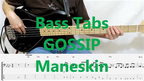 Maneskin Gossip BASS COVER TABS YouTube