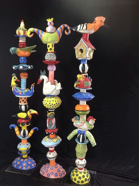 Ceramics Totems In Reumas Studio Totem Pole Art Garden Art