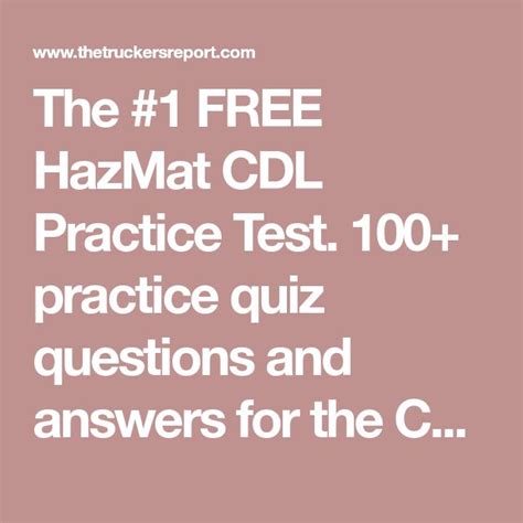 1 Free Hazmat Cdl Practice Test 100 Quiz Questions And Answers