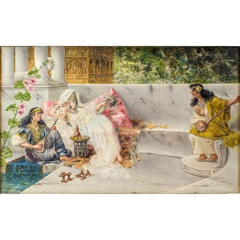 Fine Orientalist Painting Depicting Odalisque with Musicians - F&P ...