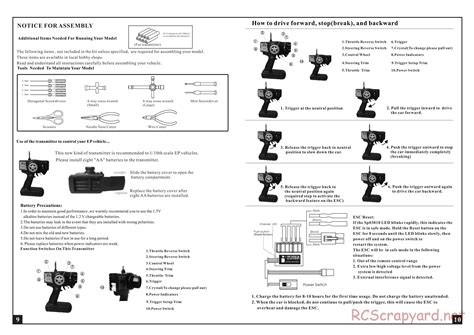 Hsp Racing 1 10 Electric Models Instruction Manual • Rcscrapyard Radio Controlled Model