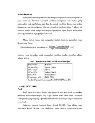 Analisis Pengaruh Penagihan Pajak Dengan Surat Paksa Dalam Meningkatkan