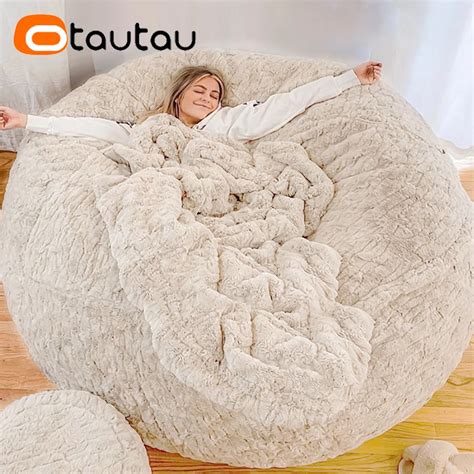 Otautau Pouf Moelleux En Fourrure De Lapin Pour Canap Lit Housse De Sac