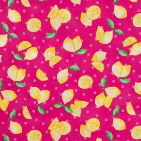 Lemon Fabric Cotton Fabric Citrus Fabric Fruit Fabric Dot Etsy