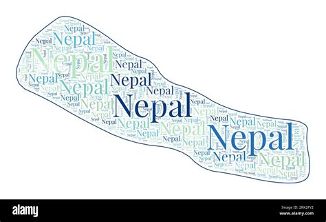 Nepal Shape Filled With Country Name In Many Languages Nepal Map In