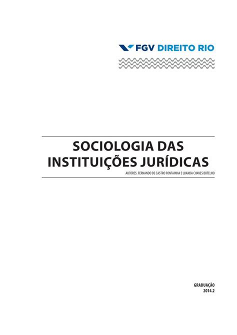 Pdf Sociologia Das Institui Es Jur Dicas Direitorio Fgv Br