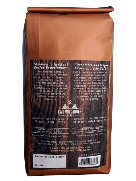 Two Volcanoes Coffee Gourmet Guatemala Whole Bean Medium Roast Single