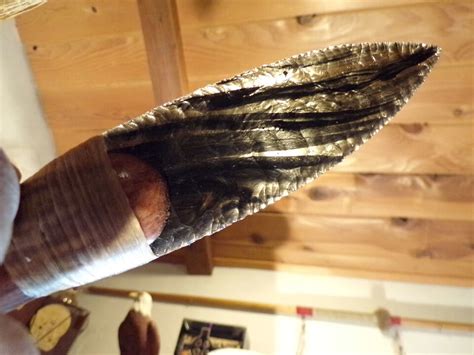 Large Ribbon Obsidian Paleo Knife Flint Knapping Black Powder Mountain