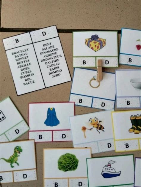 Jeu Carte Pince Confusion Sons B D Majuscules Montessori Beebs