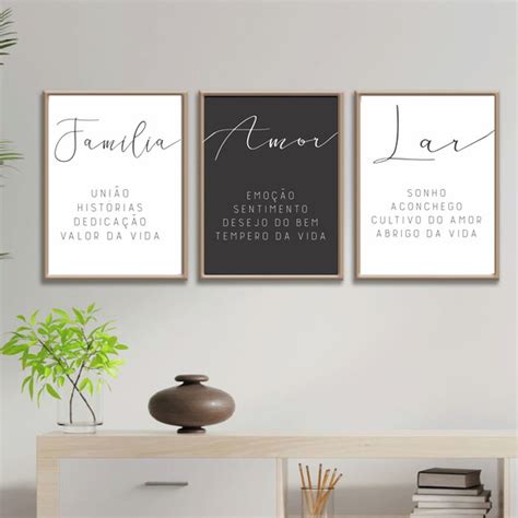 Conjunto De Quadros 20x30 Família Lar Amor Qf9 Elo7