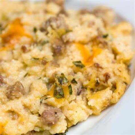 Cheesy Sausage Eggs And Grits Breakfast Casserole