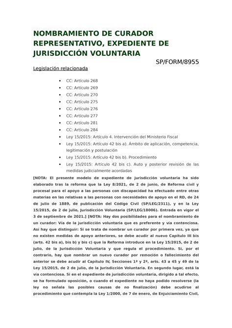 Nombramiento DE Curador Representativo NOMBRAMIENTO DE CURADOR