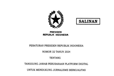 Perpres 32 Tahun 2024 Tentang Publisher Rights Mengatur Perusahaan