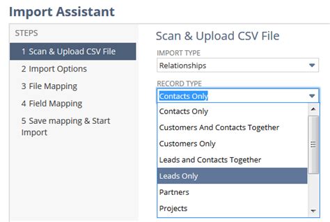 Netsuite Applications Suite Select A Record Type For Import