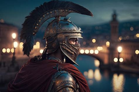 Premium Ai Image Roman Soldier In Armor Greek City In The Background