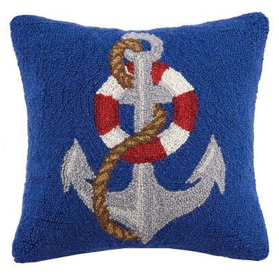 Life Saver Anchor Hook Wool Throw Pillow