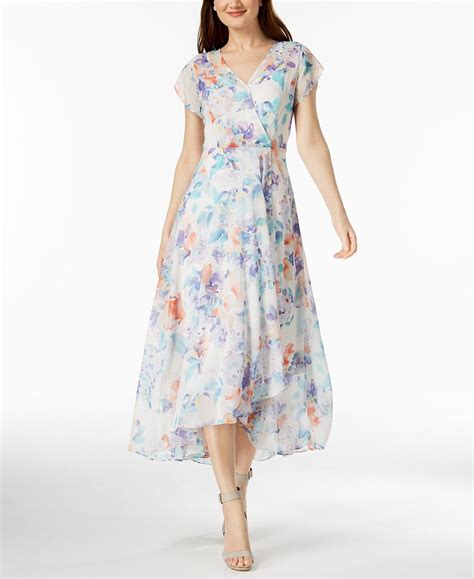 Calvin Klein Floral Print Chiffon Maxi Dress Dresses Women Macys