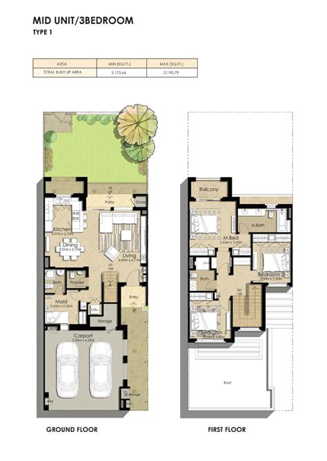 Nshama Naseem Townhouses At Town Square Dubai Floor Plan Details Layout Plan