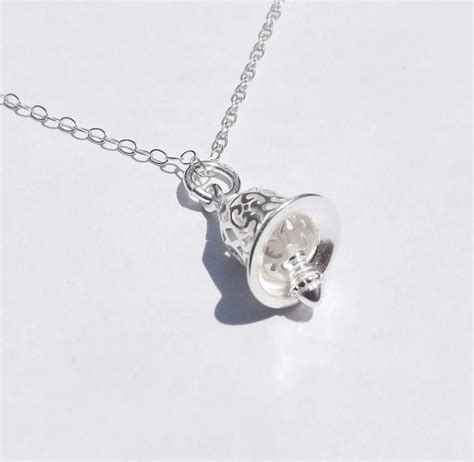 Silver Bell Necklace Bell Necklace Birthday Gift Wedding - Etsy