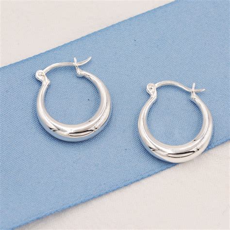 Small Chunky Hoop Earrings In Sterling Silver Gold Or Silver Etsy Uk