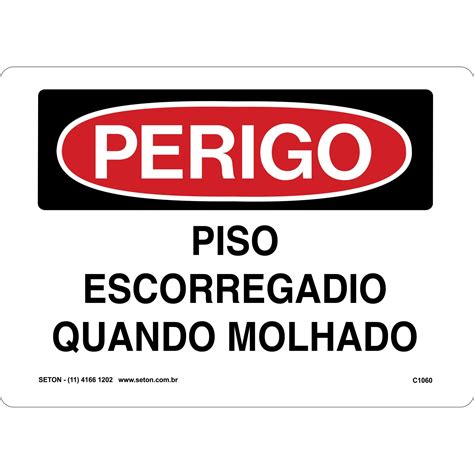 Placa Piso Escorregadio Quando Molhado Sinaliza O De Perigo