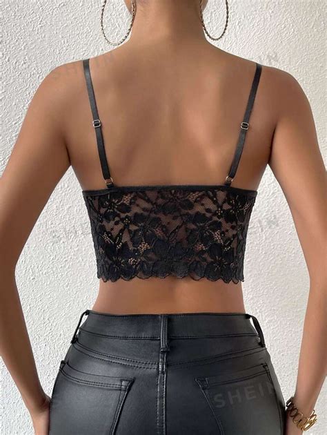 Shein Priv Top Cami S Lido Criss Cross Colheita Renda Shein Brasil