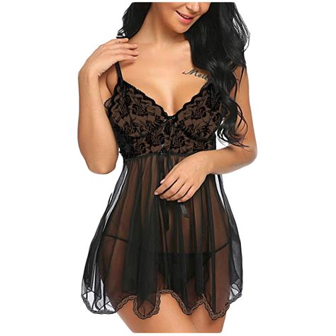 Sksloeg Nightgown For Women Lace Babydoll Lingerie Sexy Mini Chemise