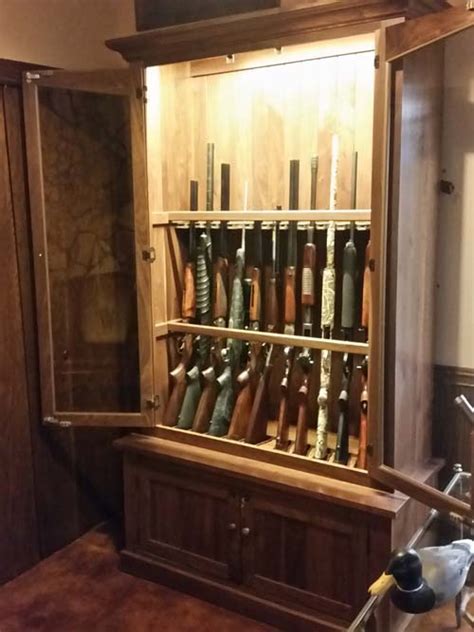 Custom Walnut Gun Cabinet 12 Gun Tall Amish Custom Gun Cabinets