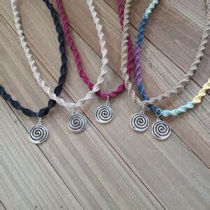 Spiral Hemp Necklace Circle Of Life Necklace Infinity Charm Etsy