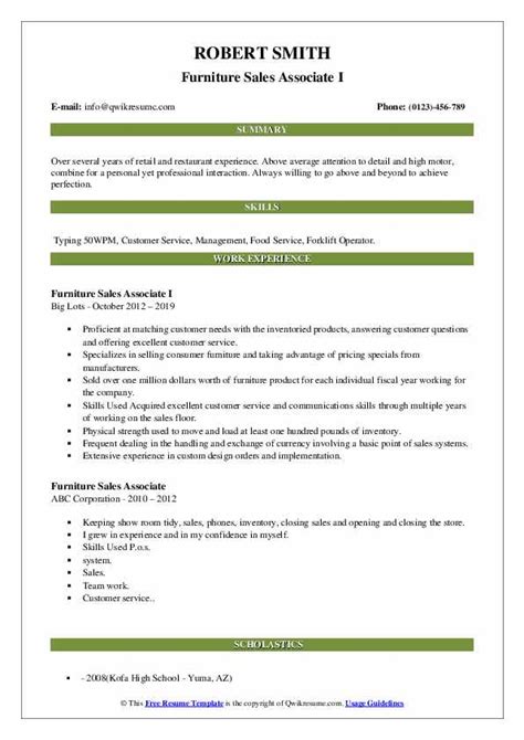 10 Furniture Sales Associate Resume Samples Templates For 2025