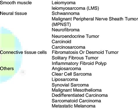 Tumor types with differential diagnosis of GIST | Download Table