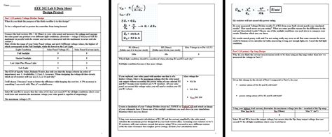 Solved Name EEE 202 Lab 8 Data Sheet Design Project P