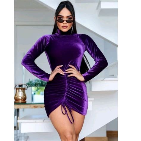 Vestido Feminino Manga Longa Estilo Dress Gringa Shopee Brasil