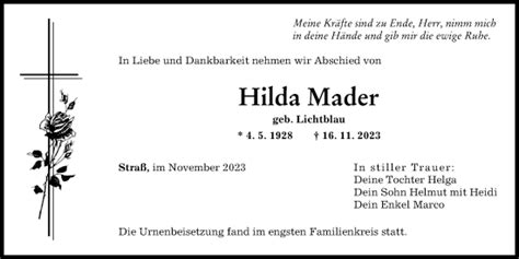 Traueranzeigen von Hilda Mader Allgäuer Zeitung