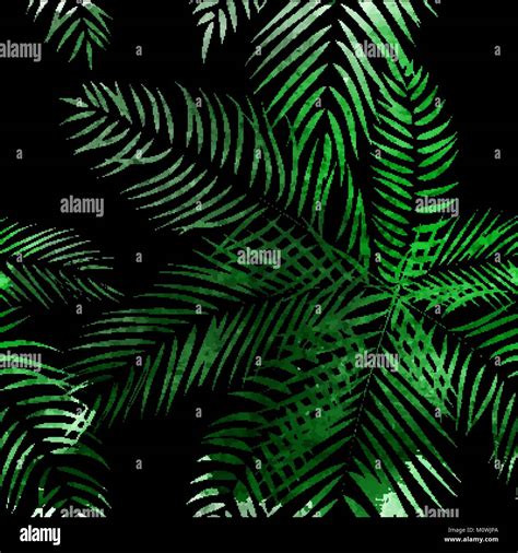 Beautifil Palm Tree Leaf Silhouette Seamless Pattern Background Vector