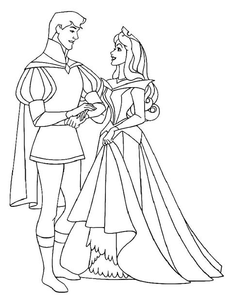 Sleeping Beauty Prince And Princess Coloring Page