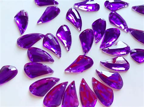 Pcs Sew On Rhinestone Purple Acryl Crystal Flatback Strass Gem Stone