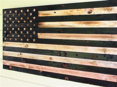 19 5 X 37 Rustic American Flag Burned Etsy