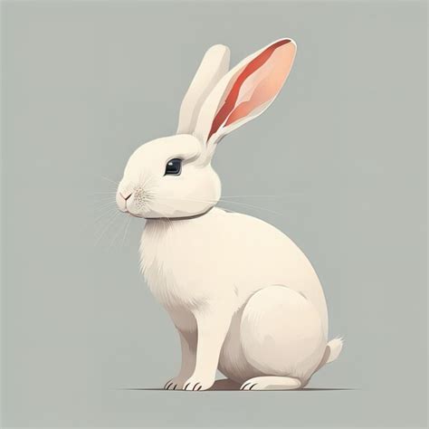 Ilustraci N Vectorial De Un Lindo Conejo Blanco Sentado Sobre Un Fondo