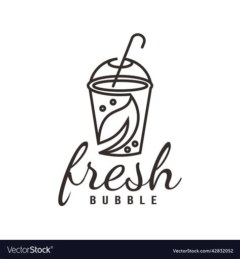 Fresh Milk Bubble Tea Logo Design Healthy Drink Vector Image